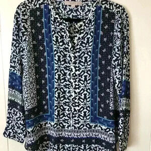 LOFT Half Button Closure Floral Flowy Blouse Size S